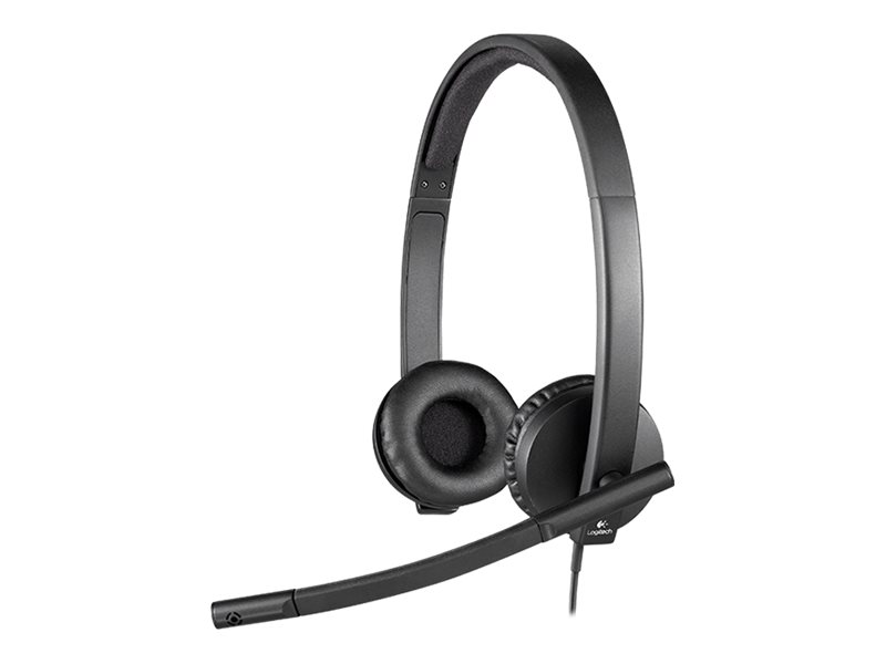 Logitech H570e Wired Headset, Stereo Headphones with Noise-Cancelling Microphone, USB, in-Line Controls with Mute Button, Indicator LED, PC/Mac/Laptop - Black - Auricular - en oreja - cableado - USB - Certificado para Skype Empresarial, con certifica