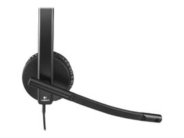Logitech H570e Wired Headset, Stereo Headphones with Noise-Cancelling Microphone, USB, in-Line Controls with Mute Button, Indicator LED, PC/Mac/Laptop - Black - Auricular - en oreja - cableado - USB - Certificado para Skype Empresarial, con certifica