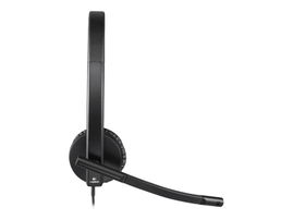 Logitech H570e Wired Headset, Stereo Headphones with Noise-Cancelling Microphone, USB, in-Line Controls with Mute Button, Indicator LED, PC/Mac/Laptop - Black - Auricular - en oreja - cableado - USB - Certificado para Skype Empresarial, con certifica