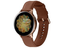 Samsung Galaxy Watch Active 2 - 44 mm - acero inoxidable dorado - reloj inteligente con banda - cuero - marrón - pantalla luminosa 1.4