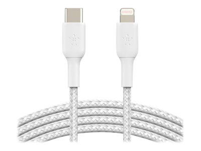 Belkin BoostCharge - Cable Lightning - 24 pin USB-C macho a Lightning macho - 1 m - blanco - suministro de potencia USB (18W)