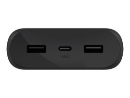 Belkin - Cargador portátil - 20000 mAh - 3 conectores de salida (USB, 24 pin USB-C) - en el cable: USB, USB-C - negro