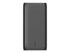 Belkin - Cargador portátil - 20000 mAh - 3 conectores de salida (USB, 24 pin USB-C) - en el cable: USB, USB-C - negro