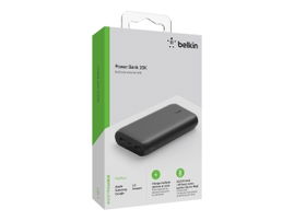 Belkin - Cargador portátil - 20000 mAh - 3 conectores de salida (USB, 24 pin USB-C) - en el cable: USB, USB-C - negro