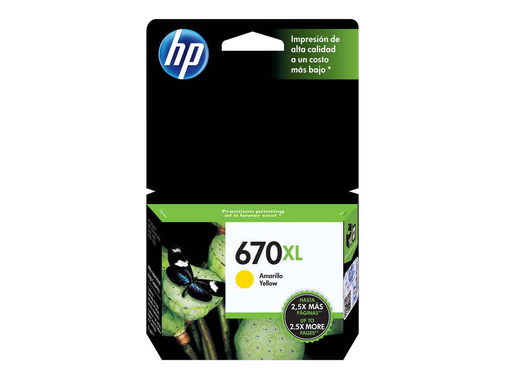 HP 670XL - Alto rendimiento - amarillo - original - Ink Advantage - cartucho de tinta - para Deskjet Ink Advantage 3525, Ink Advantage 4615, Ink Advantage 4625, Ink Advantage 5525 HP 670XL - Alto rendimiento - amarillo - original - Ink Advantage - cartucho de tinta - para Deskjet Ink Advantage 3525, Ink Advantage 4615, Ink Advantage 4625, Ink Advantage 5525