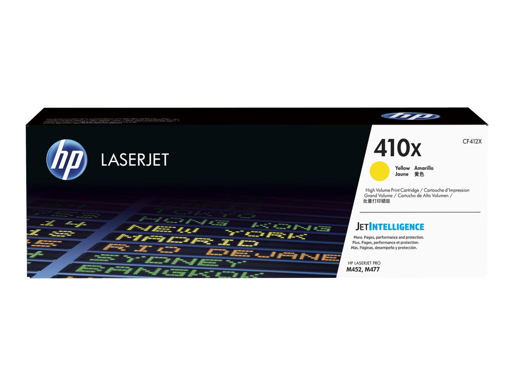 HP 410X - Alto rendimiento - amarillo - original - LaserJet - cartucho de tóner (CF412X) - para Color LaserJet Pro M452, MFP M377, MFP M477 HP 410X - Alto rendimiento - amarillo - original - LaserJet - cartucho de tóner (CF412X) - para Color LaserJet Pro M452, MFP M377, MFP M477