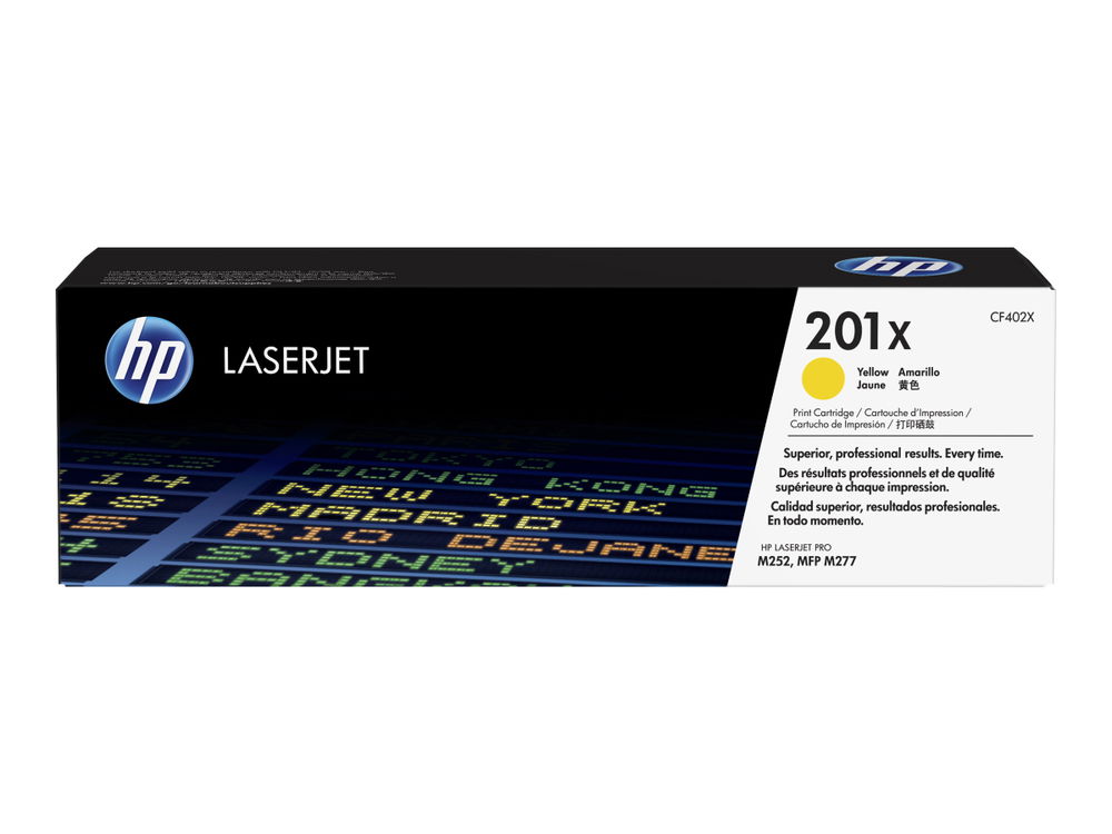 HP 201X - Alto rendimiento - amarillo - original - LaserJet - cartucho de tóner (CF402X) - para Color LaserJet Pro M252dn, M252dw, M252n, MFP M277c6, MFP M277dw, MFP M277n HP 201X - Alto rendimiento - amarillo - original - LaserJet - cartucho de tóner (CF402X) - para Color LaserJet Pro M252dn, M252dw, M252n, MFP M277c6, MFP M277dw, MFP M277n