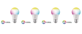 Nexxt Solutions Connectivity - Light Bulb - A19 RGB 110V 4PK - conexión WI-FI - Bombillo multicolor - Compatible con Amazon Alexa y Google Assistant - 800 Lumen - 9W(Equivalente a 60W) - 110 V/ 220 V