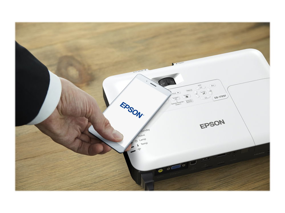Epson PowerLite 1780W - Proyector 3LCD - portátil - 3000 lúmenes (blanco) - 3000 lúmenes (color) - WXGA (1280 x 800) - 16:10 - 720p - Wi-Fi - Epson Brighter Futures Education Program