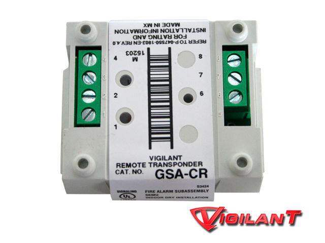 MODULO RELEVADOR VIGILANT GSA-CR CON DIRECCION ELECTRONICA (SIN SWITCHES) CONTACTOS DE SALIDA NORMALMENTE ABIERTO Y NORMALMENTE CERRADO, SE INTEGRA POR MEDIO DE LOS LAZOS DE COMUNICACION SLC A LOS PANELES VS1 Y VS4 DE KIDDE, LISTADO UL, ULC, CSFM, ME MODULO RELEVADOR VIGILANT GSA-CR CON DIRECCION ELECTRONICA (SIN SWITCHES) CONTACTOS DE SALIDA NORMALMENTE ABIERTO Y NORMALMENTE CERRADO, SE INTEGRA POR MEDIO DE LOS LAZOS DE COMUNICACION SLC A LOS PANELES VS1 Y VS4 DE KIDDE, LISTADO UL, ULC, CSFM, ME