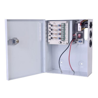 Fuente de poder profesional de 12 Vcc @ 4 A / para 4 cámaras / Compatibilidad con batería de respaldo / Voltaje de entrada 96-264 Vca