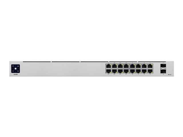 Ubiquiti UniFi Switch USW-16-POE - Conmutador - Gestionado - 16 x 10/100/1000 (8 PoE+) + 2 x Gigabit SFP - montaje en rack, sobremesa - PoE+ (42 W)