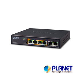 SWITCH NO ADMINISTRABLE PLANET FSD-604HP / 6 PUERTOS RJ45 FAST ETHERNET 10/100 Mbps / 4 PUERTOS CON PoE 802.3AF/AT (PUERTOS 1 – 4) / 30W POR PUERTO / DIP SWITCH (DISTANCIA DE 100 Y 250 METROS) / 63 WATTS DE CONSUMO / RECINTO DE METAL.
