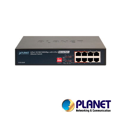 Switch PoE no Administrable, 8 Puertos 10/100/1000 Mbps con 4 Puertos PoE 802.3af/at, Modo Extender Hasta 250 mts