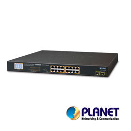 SWITCH NO ADMINISTRABLE / PLANET GSW-1820VHP / 16 PUERTOS RJ45 10/100 Mbps / PoE 802.3at/af / 2 PUERTOS SFP MINI-GIBIC / RECINTO DE METAL / MONTAJE EN RACK / 300W DE CONSUMO / MONITOR LCD (ESTADÍSTICAS). SWITCH NO ADMINISTRABLE / PLANET GSW-1820VHP / 16 PUERTOS RJ45 10/100 Mbps / PoE 802.3at/af / 2 PUERTOS SFP MINI-GIBIC / RECINTO DE METAL / MONTAJE EN RACK / 300W DE CONSUMO / MONITOR LCD (ESTADÍSTICAS).
