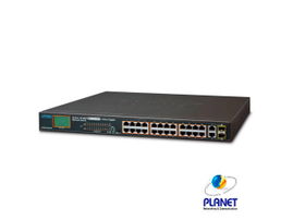 Switch no administrable de 24 puertos PoE+, 2 combo TP/SFP Gigabit y pantalla LCD para monitoreo