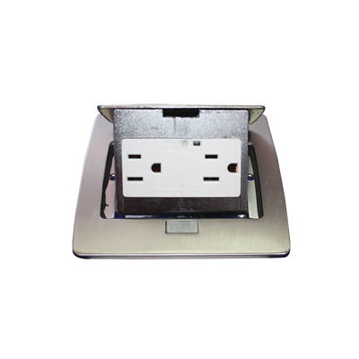 Mini caja de piso rectangular en acero inoxidable con 2 contactos eléctricos (11000-21201) Mini caja de piso rectangular en acero inoxidable con 2 contactos eléctricos (11000-21201)