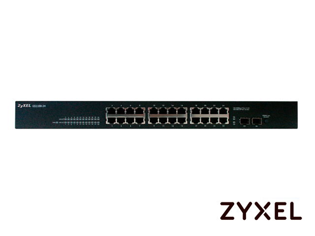 SWITCH ZYXEL GS1100-24 24 PUERTOS RJ45 10/100/1000 Mbps + 2 PUERTOS SFP 1000 Mbps NO ADMINISTRABLE NO ES COMPATIBLE CON NEBULA