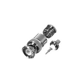 Conector BNC Macho de Rosca y Pin Cautivo para Cables RG-58/U, RG-142/U, LMR-195, RG-55/U.