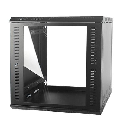 Gabinete para Montaje en Pared, Puerta de Cristal Templado, Cuerpo Fijo con Rack 19