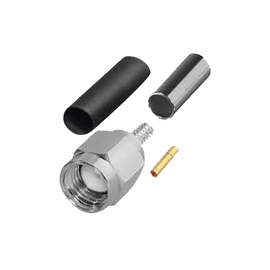 Conector SMA Macho Inverso de Anillo Plegable para Cables RG-174, RG-316/U, Niquel/Oro/Teflon.