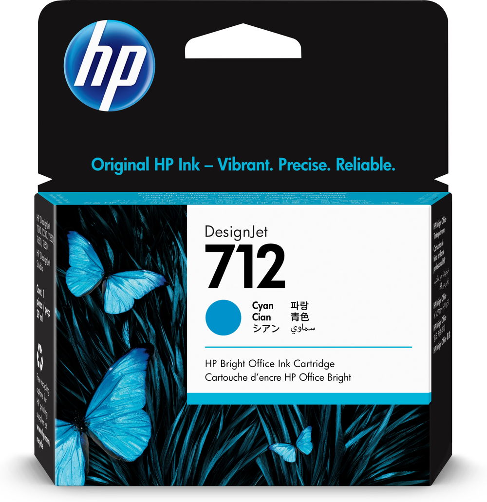 HP 712 - 29 ml - cián - original - DesignJet - cartucho de tinta - para DesignJet Studio, T210, T230, T250, T630, T650