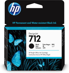 HP 712 - 80 ml - negro - original - DesignJet - cartucho de tinta - para DesignJet Studio, T210, T230, T250, T630, T650 HP 712 - 80 ml - negro - original - DesignJet - cartucho de tinta - para DesignJet Studio, T210, T230, T250, T630, T650