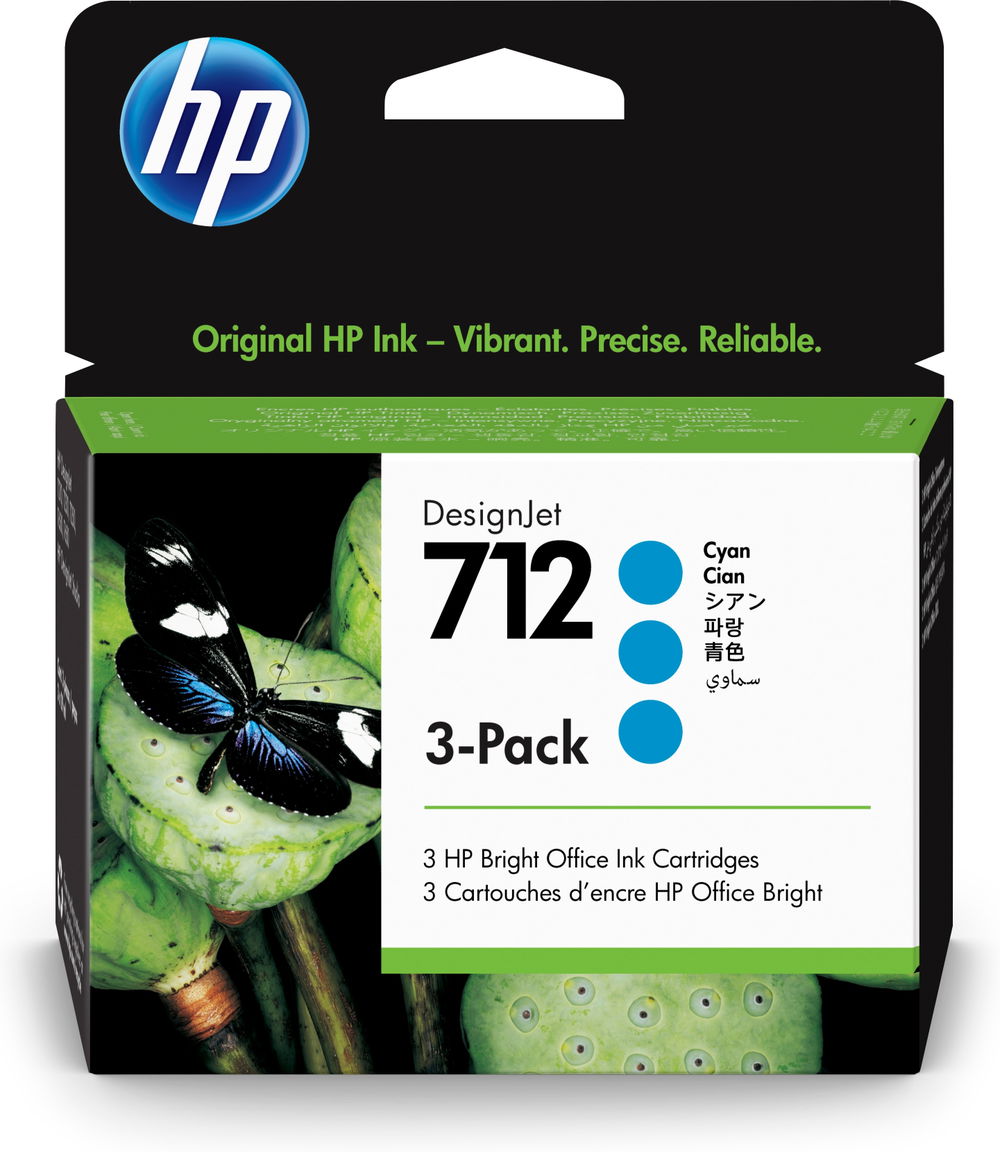 HP 712 - Paquete de 3 - 29 ml - cián - original - DesignJet - cartucho de tinta - para DesignJet Studio, T210, T230, T250, T630, T650 HP 712 - Paquete de 3 - 29 ml - cián - original - DesignJet - cartucho de tinta - para DesignJet Studio, T210, T230, T250, T630, T650