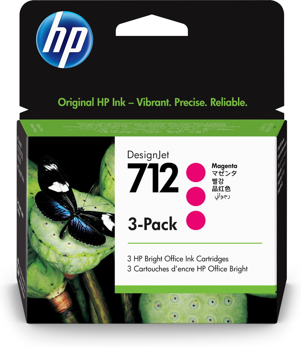 HP 712 - Paquete de 3 - 29 ml - magenta - original - DesignJet - cartucho de tinta - para DesignJet Studio, T210, T230, T250, T630, T650 HP 712 - Paquete de 3 - 29 ml - magenta - original - DesignJet - cartucho de tinta - para DesignJet Studio, T210, T230, T250, T630, T650