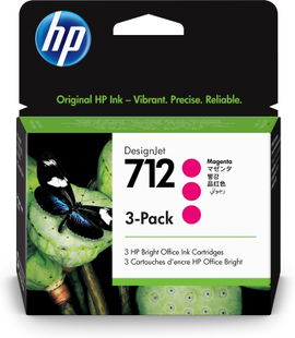 HP 712 - Paquete de 3 - 29 ml - magenta - original - DesignJet - cartucho de tinta - para DesignJet Studio, T210, T230, T250, T630, T650