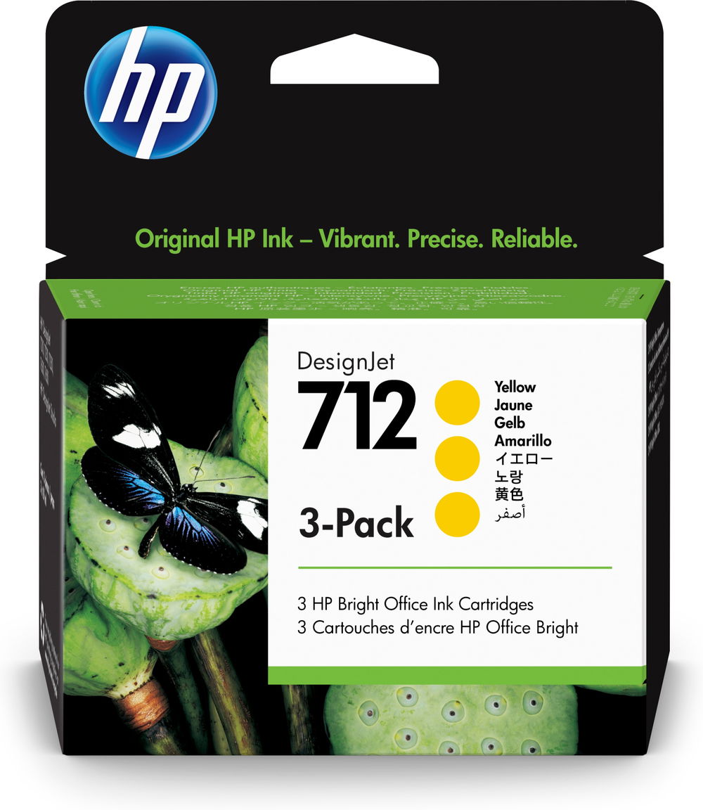 HP 712 - Paquete de 3 - 29 ml - amarillo - original - DesignJet - cartucho de tinta - para DesignJet Studio, T210, T230, T250, T630, T650