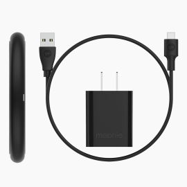 mophie Charge Stream Pad+ - Base de carga inalámbrica + adaptador de corriente CA - 10 vatios - Apple Fast Charge, FC - negro
