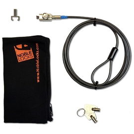 Noble Locks TZ04T Compact Wedge Lock with Barrel Key - Kit de bloqueo para portátiles - plata - 1.8 m