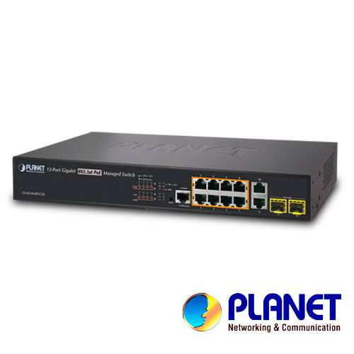 SWITCH PLANET GS-4210-8P2T2S ADMINISTRABLE-L2/L4 8 PUERTOS RJ45 VELOCIDAD DE TRANSMISION 10/100/1000 Mbps CON POE ACTIVO AF/AT/ + 2 PUERTOS COMBO COBRE RJ45/FIBRA SFP 1000 Mbps + 1 PUERTO RJ45 SERIAL/ BUDGET 240 WATTS