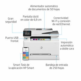 HP Color LaserJet Pro MFP M283fdw - Impresora multifunción - color - laser - Legal (216 x 356 mm) (original) - A4/Legal (material) - hasta 22 ppm (copiando) - hasta 22 ppm (impresión) - 250 hojas - 33.6 Kbps - USB 2.0, Gigabit LAN, Wi-Fi(n), host USB