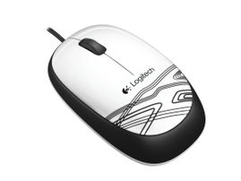 Logitech M105 - Ratón - óptico - cableado - USB - blanco