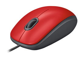 Logitech M110 Silent - Ratón - diestro y zurdo - óptico - 3 botones - cableado - USB - rojo