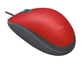 Logitech M110 Silent - Ratón - diestro y zurdo - óptico - 3 botones - cableado - USB - rojo