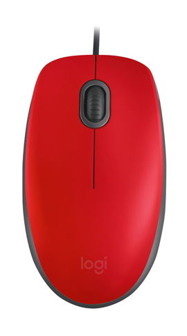Logitech M110 Silent - Ratón - diestro y zurdo - óptico - 3 botones - cableado - USB - rojo