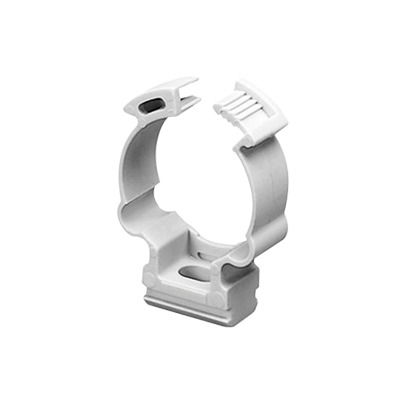 Soporte de collar (Abrazadera), PVC Auto-extinguible, cerrado para tubería de 20 mm Soporte de collar (Abrazadera), PVC Auto-extinguible, cerrado para tubería de 20 mm
