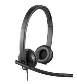 Logitech H570e Wired Headset, Stereo Headphones with Noise-Cancelling Microphone, USB, in-Line Controls with Mute Button, Indicator LED, PC/Mac/Laptop - Black - Auricular - en oreja - cableado - USB - Certificado para Skype Empresarial, con certifica