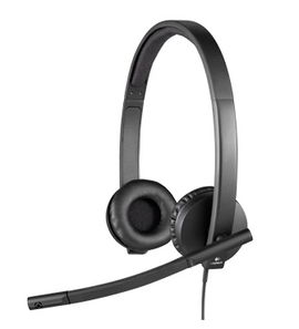 Logitech H570e Wired Headset, Stereo Headphones with Noise-Cancelling Microphone, USB, in-Line Controls with Mute Button, Indicator LED, PC/Mac/Laptop - Black - Auricular - en oreja - cableado - USB - Certificado para Skype Empresarial, con certifica