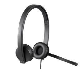 Logitech H570e Wired Headset, Stereo Headphones with Noise-Cancelling Microphone, USB, in-Line Controls with Mute Button, Indicator LED, PC/Mac/Laptop - Black - Auricular - en oreja - cableado - USB - Certificado para Skype Empresarial, con certifica
