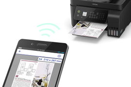 Epson EcoTank L5190 - Impresora multifunción - color - chorro de tinta - rellenable - 216 x 297 mm (original) - A4/Legal (material) - hasta 7.7 ppm (copiando) - hasta 10 ppm (impresión) - 100 hojas - 33.6 Kbps - USB 2.0, LAN, Wi-Fi(n)