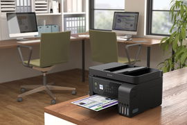 Epson EcoTank L5190 - Impresora multifunción - color - chorro de tinta - rellenable - 216 x 297 mm (original) - A4/Legal (material) - hasta 7.7 ppm (copiando) - hasta 10 ppm (impresión) - 100 hojas - 33.6 Kbps - USB 2.0, LAN, Wi-Fi(n)