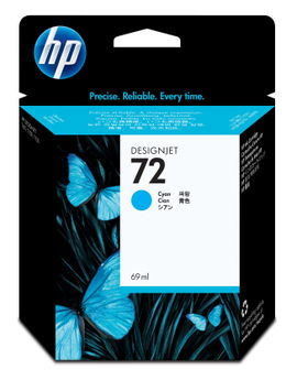 HP 72 - 69 ml - cián - original - DesignJet - cartucho de tinta - para DesignJet HD Pro MFP, SD Pro MFP, T1100, T1120, T1200, T1300, T2300, T770, T790, T795