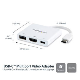 StarTech.com Adaptador Multipuertos USB-C con HDMI - Puerto USB 3.0 - PD de 60W - Blanco StarTech.com Adaptador Multipuertos USB-C con HDMI - Puerto USB 3.0 - PD de 60W - Blanco