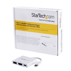 StarTech.com Adaptador Multipuertos USB-C con HDMI - Puerto USB 3.0 - PD de 60W - Blanco StarTech.com Adaptador Multipuertos USB-C con HDMI - Puerto USB 3.0 - PD de 60W - Blanco