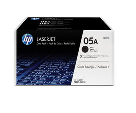 HP 05A - Paquete de 2 - negro - original - LaserJet - cartucho de tóner (CE505D) - para LaserJet P2035, P2035n, P2055, P2055d, P2055dn, P2055x