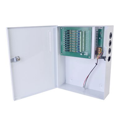 Fuente de poder profesional de 12 Vcc @ 20 A / para 18 cámaras / Compatible con batería de respaldo / Voltaje de entrada de 96-264 Vca Fuente de poder profesional de 12 Vcc @ 20 A / para 18 cámaras / Compatible con batería de respaldo / Voltaje de entrada de 96-264 Vca